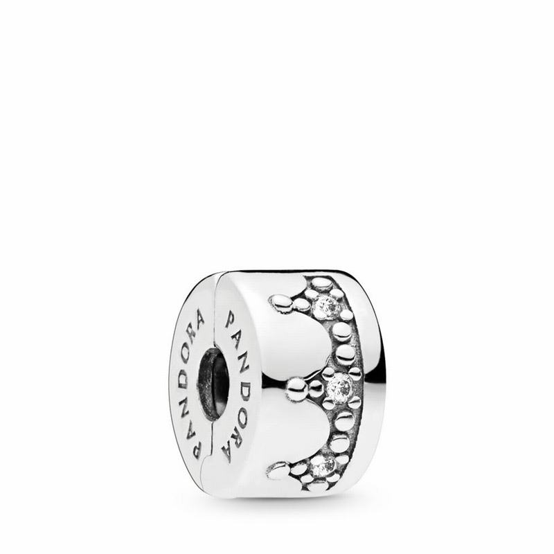 Pandora Dazzling Crown Clip - Sterling Silver/Cubic Zirconia - Canada | KG7696UJ